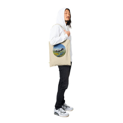 Thijs Postma - Tote Bag - North American F-86K Sabre Over Dutch Landscape - Premium Tote Bag TP Aviation Art 