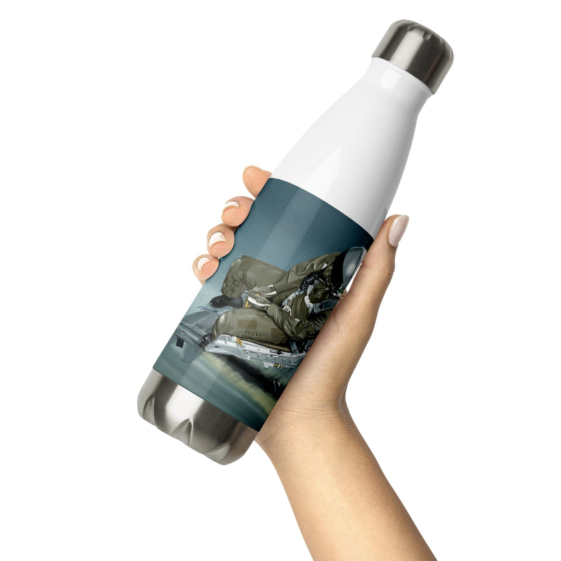 Thijs Postma - Water Bottle - F-16A Using Ejection Seat - Stainless Steel 17oz Water Bottles TP Aviation Art 