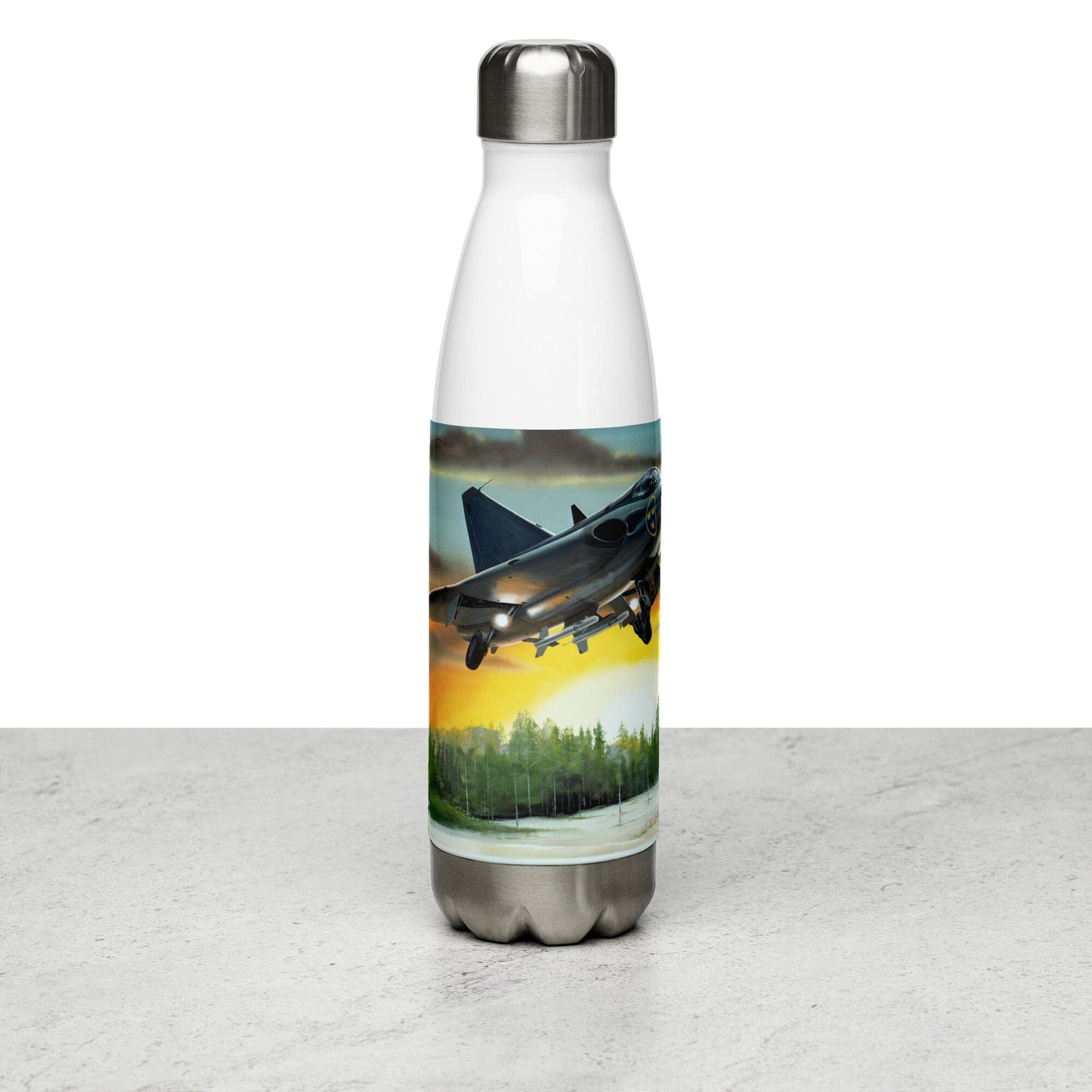 Thijs Postma - Water Bottle - SAAB J-35 Draken - Stainless Steel 17oz Water Bottles TP Aviation Art 